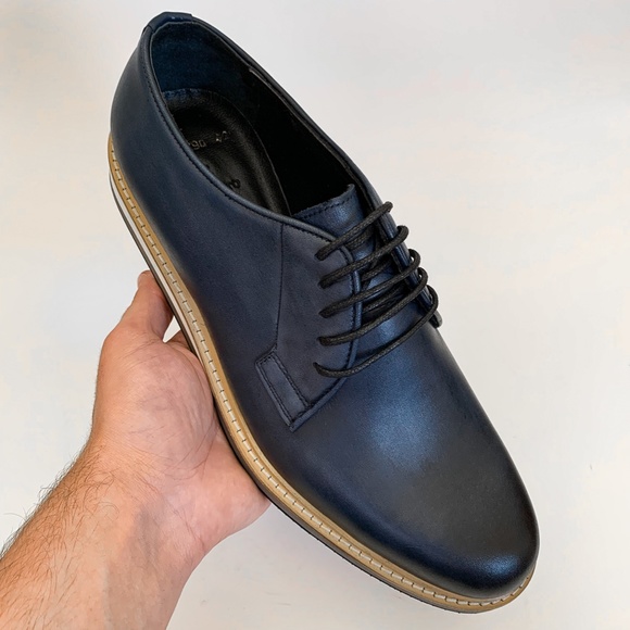 Navy Blue Derby Leather Dress Shoe main image 6